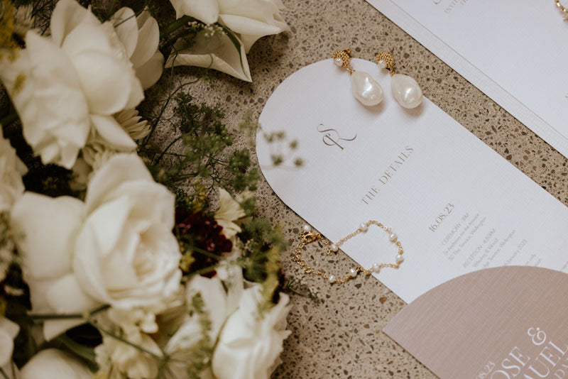 Claudette - baroque faux pearl, tiny seed beads and freshwater pearl stud drop earrings