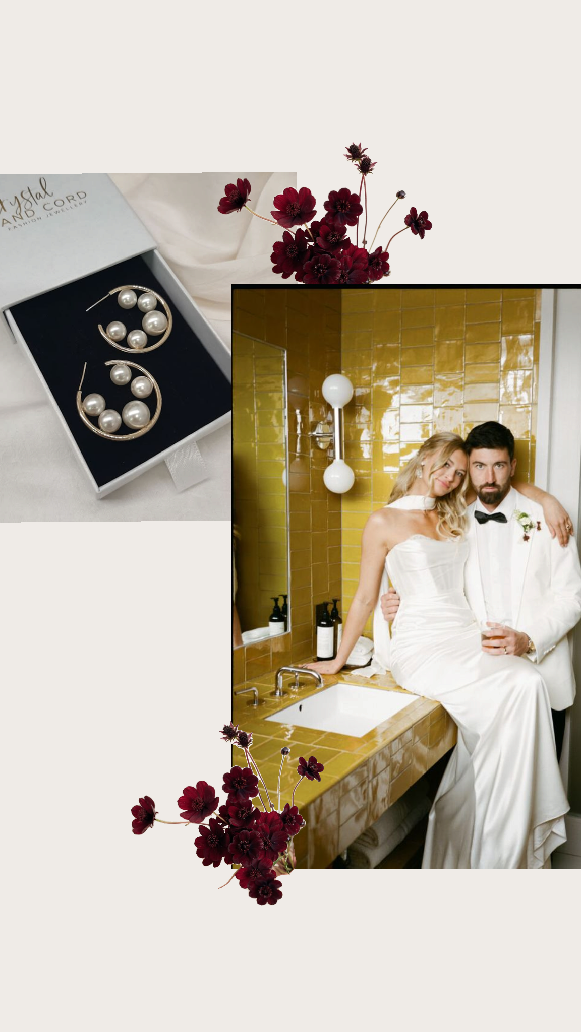 Jolie - round Swarovski crystal pearls gold hoop earrings