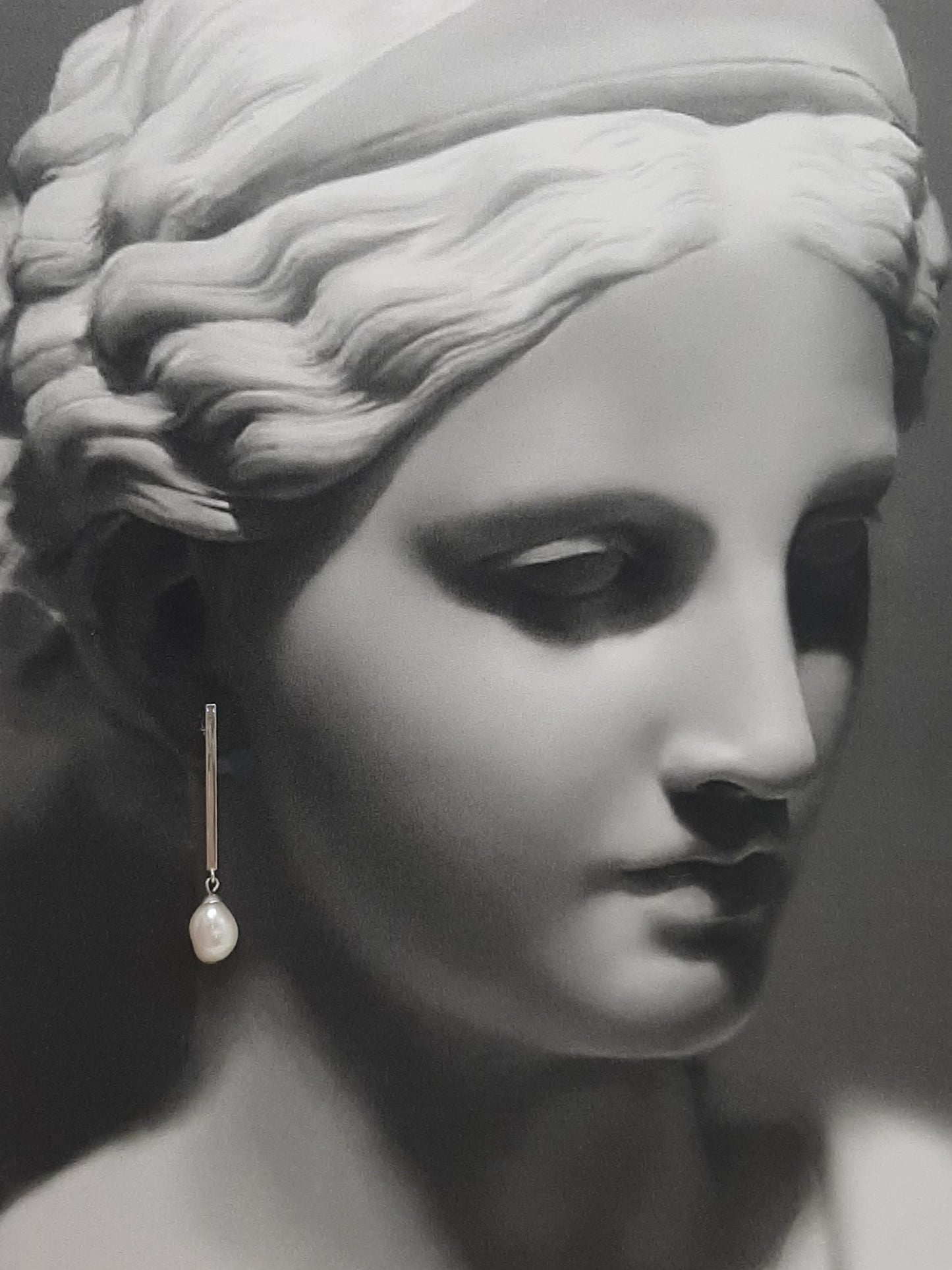 Lia - cultured freshwater pearl sterling silver bar stud earrings