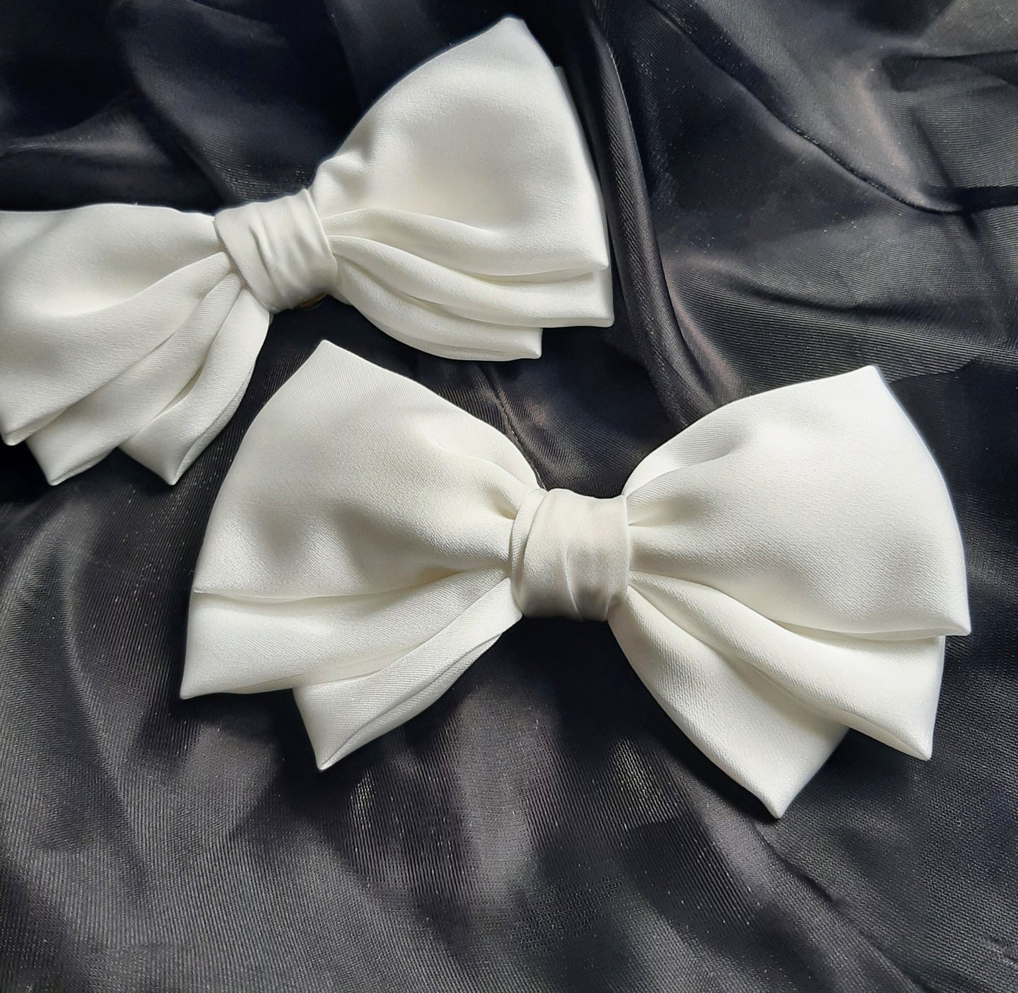 Micaela - silky bridal satin bow shoe clips