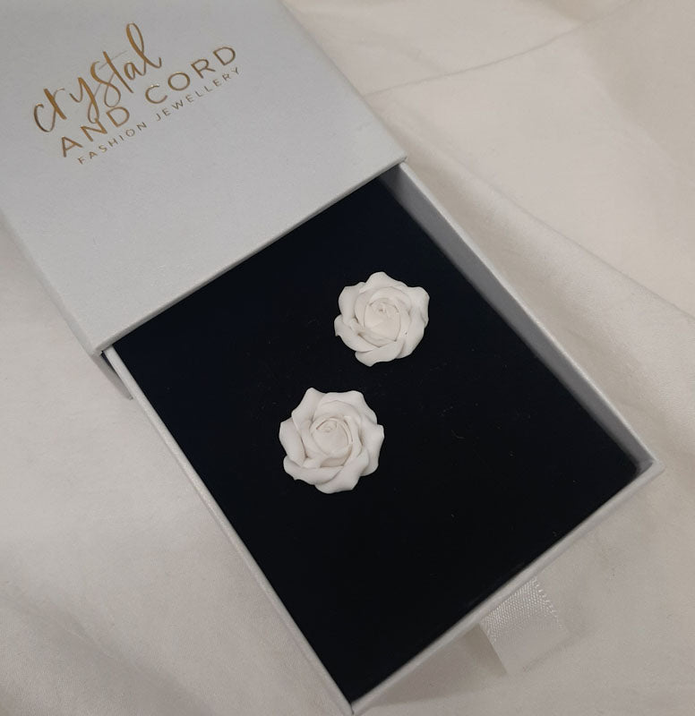 Rosie studs - handmade rose flower stud earrings