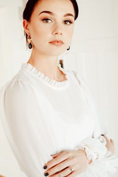 Stevie - Black rainbow obsidian puffed teardrop bead and orchid flower drop earrings