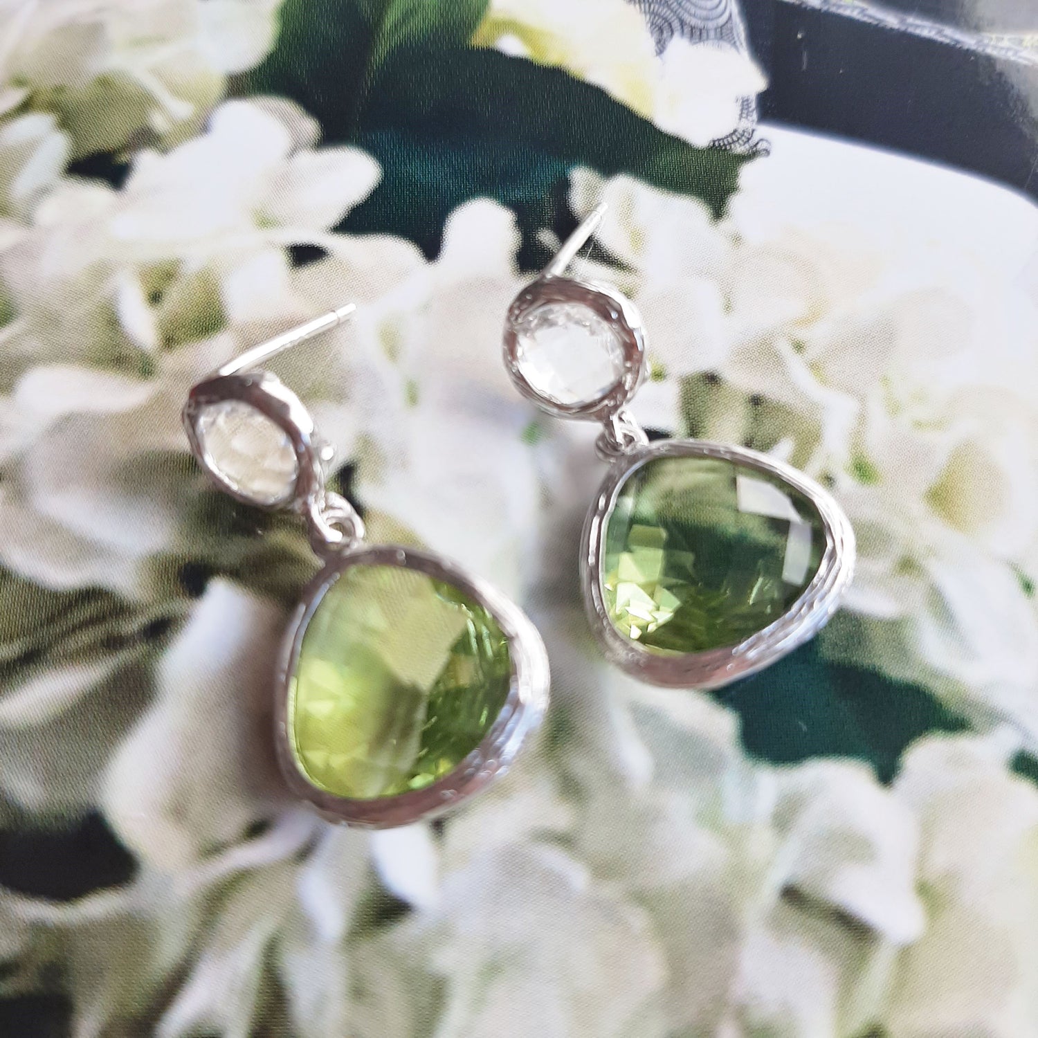 Bridesmaids Swarovski crystal powder pink and rhinestone bracelet and earrings SET