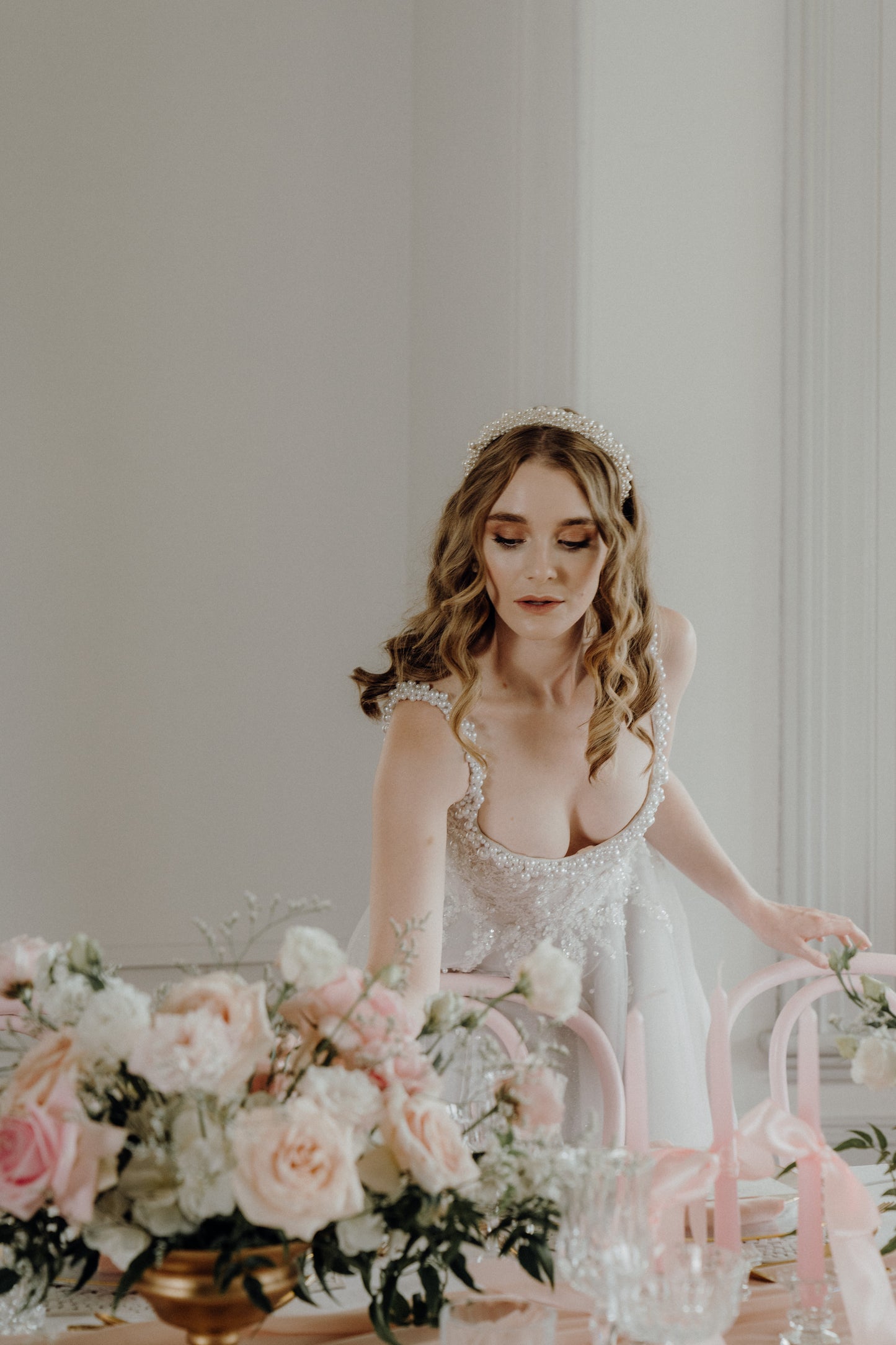 Arabella - luscious ivory pearls handmade headband