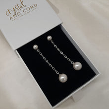 Load image into Gallery viewer, Ada - crystal pearls sterling silver chain drop stud earrings