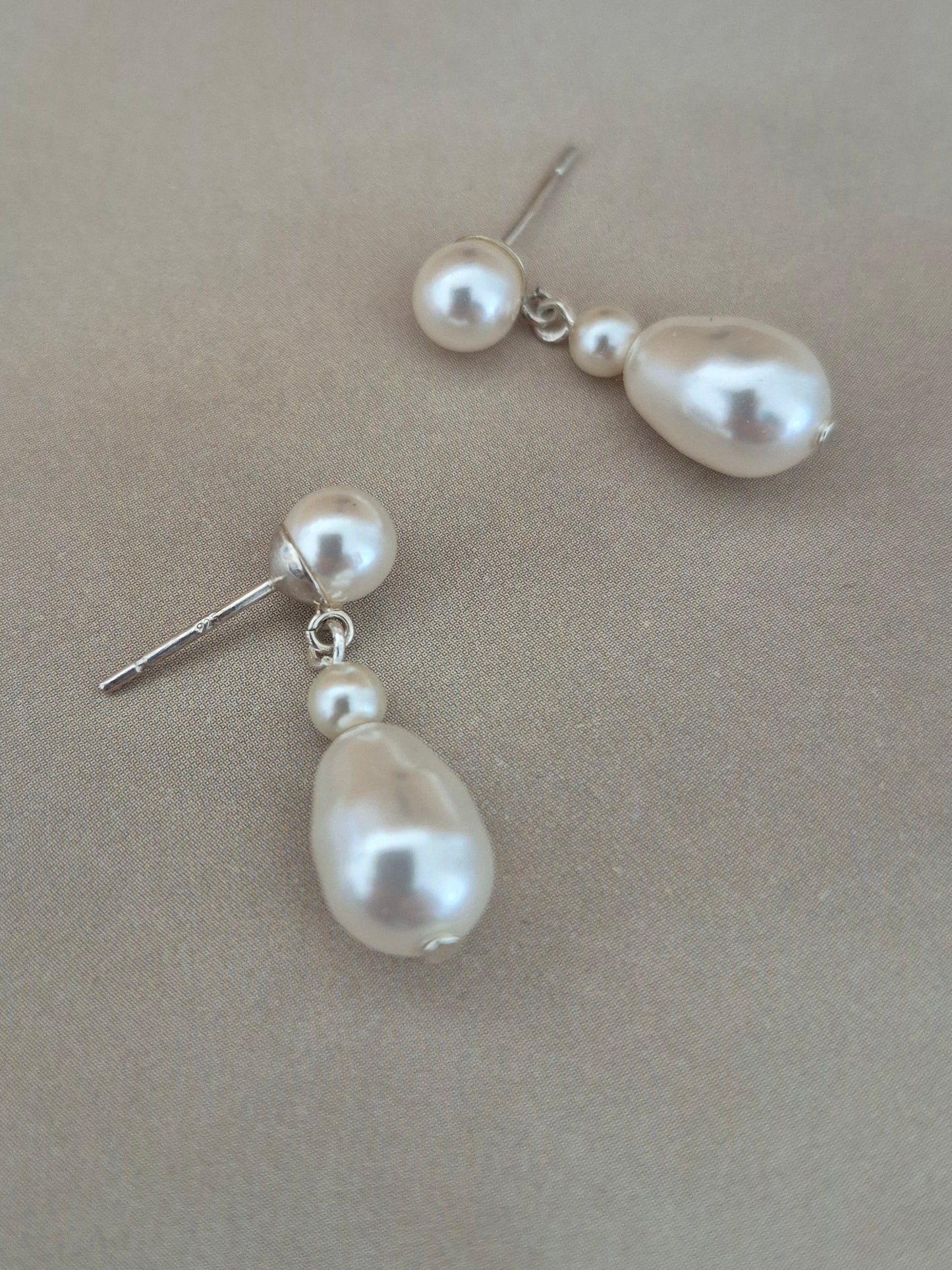 Alice - stud or earwire pearl drop earrings
