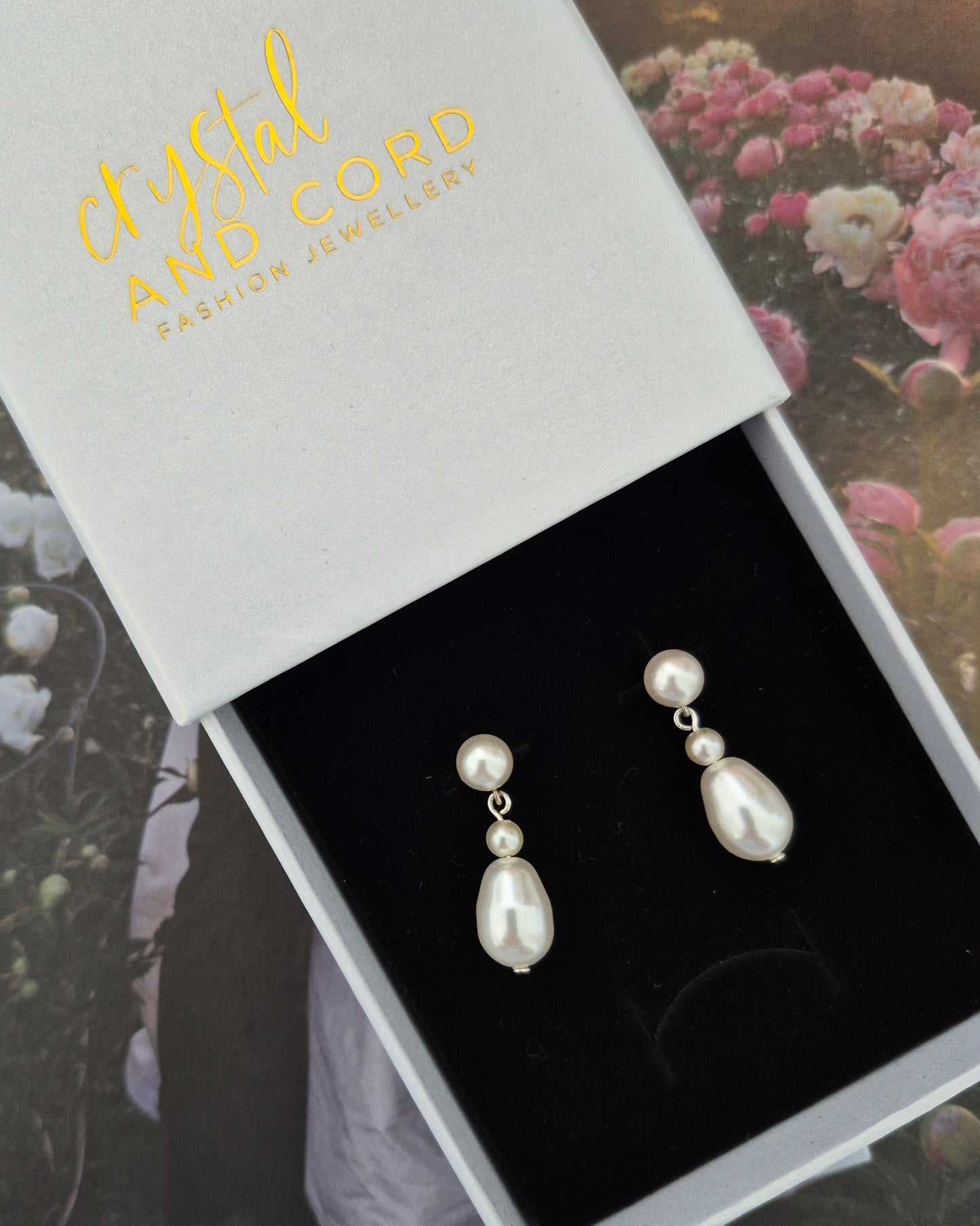 Alice - stud or earwire pearl drop earrings