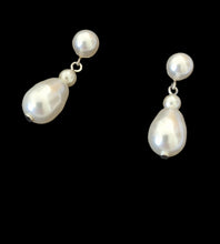 Load image into Gallery viewer, Alice - stud or earwire pearl drop earrings