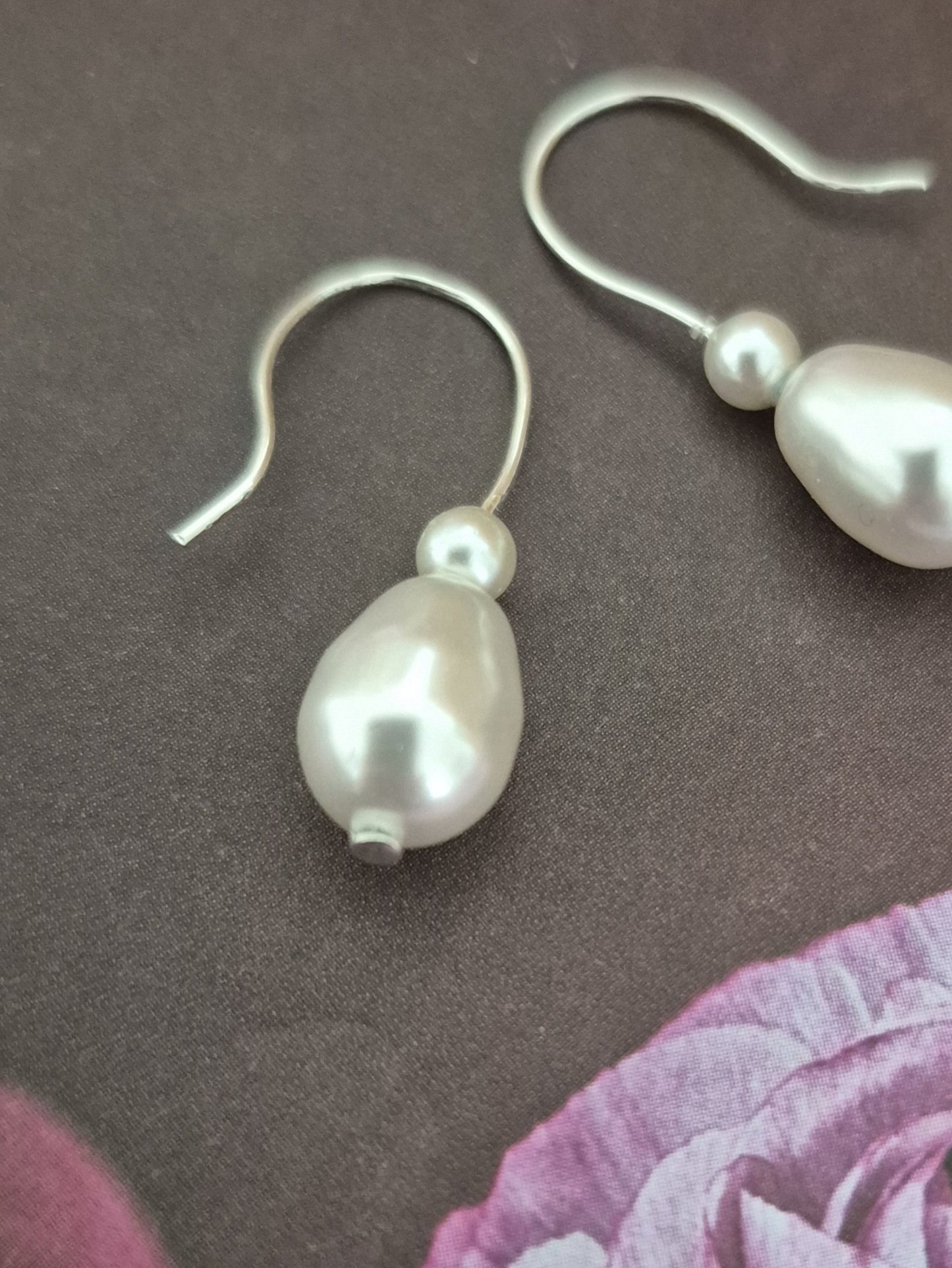 Alice - stud or earwire pearl drop earrings