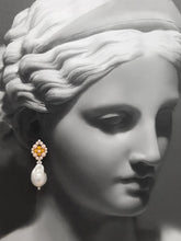 Load image into Gallery viewer, Aimee - hand beaded stud earrings and baroque freshwater pearl drop