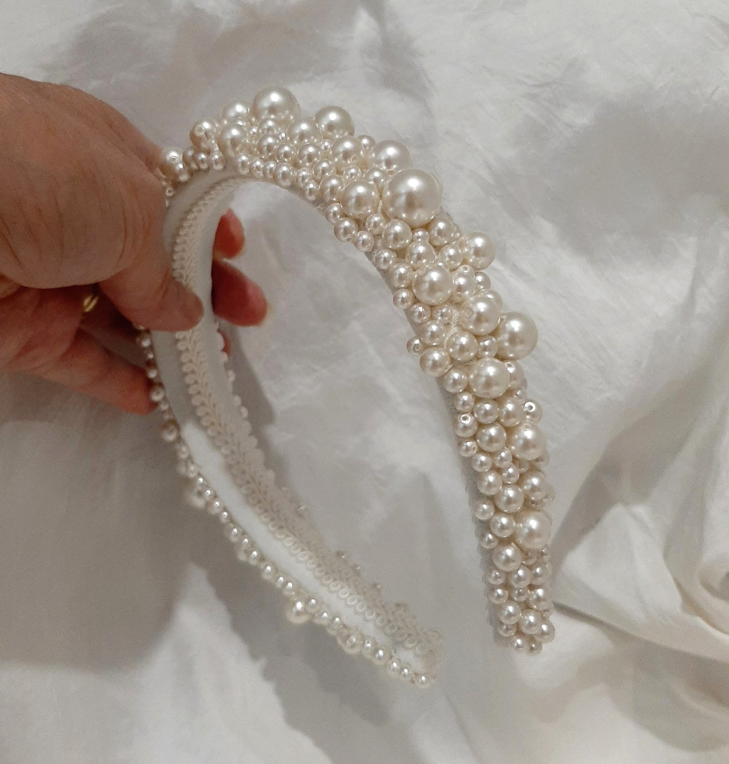 Arabella - luscious ivory pearls handmade headband
