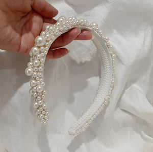 Arabella - luscious ivory pearls handmade headband