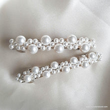 Load image into Gallery viewer, Aria - ivory crystal pearls beaded hair clips