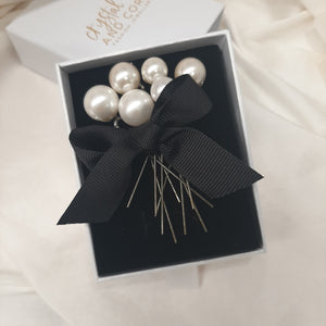 Bella - crystal pearls set of 6 hair pins