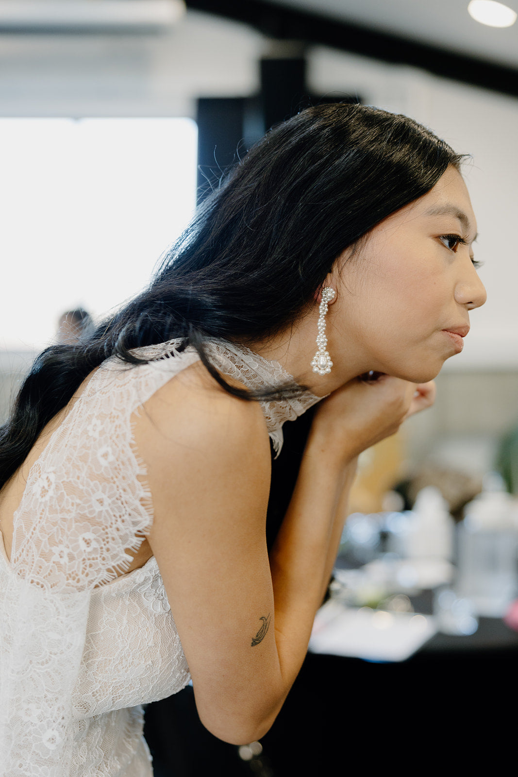 Valentina - white round and pear shaped Swarovski® crystal pearls cascading stud earrings
