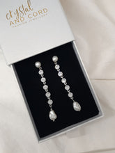 Load image into Gallery viewer, Brooklyn - freshwater pearls and crystal clear cubic zirconia&#39;s multi drop stud earrings