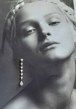 Load image into Gallery viewer, Brooklyn - freshwater pearls and crystal clear cubic zirconia&#39;s multi drop stud earrings