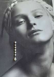 Brooklyn - freshwater pearls and crystal clear cubic zirconia's multi drop stud earrings