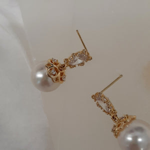 Calista - cubic zirconia stud and embellished pearl drop earrings