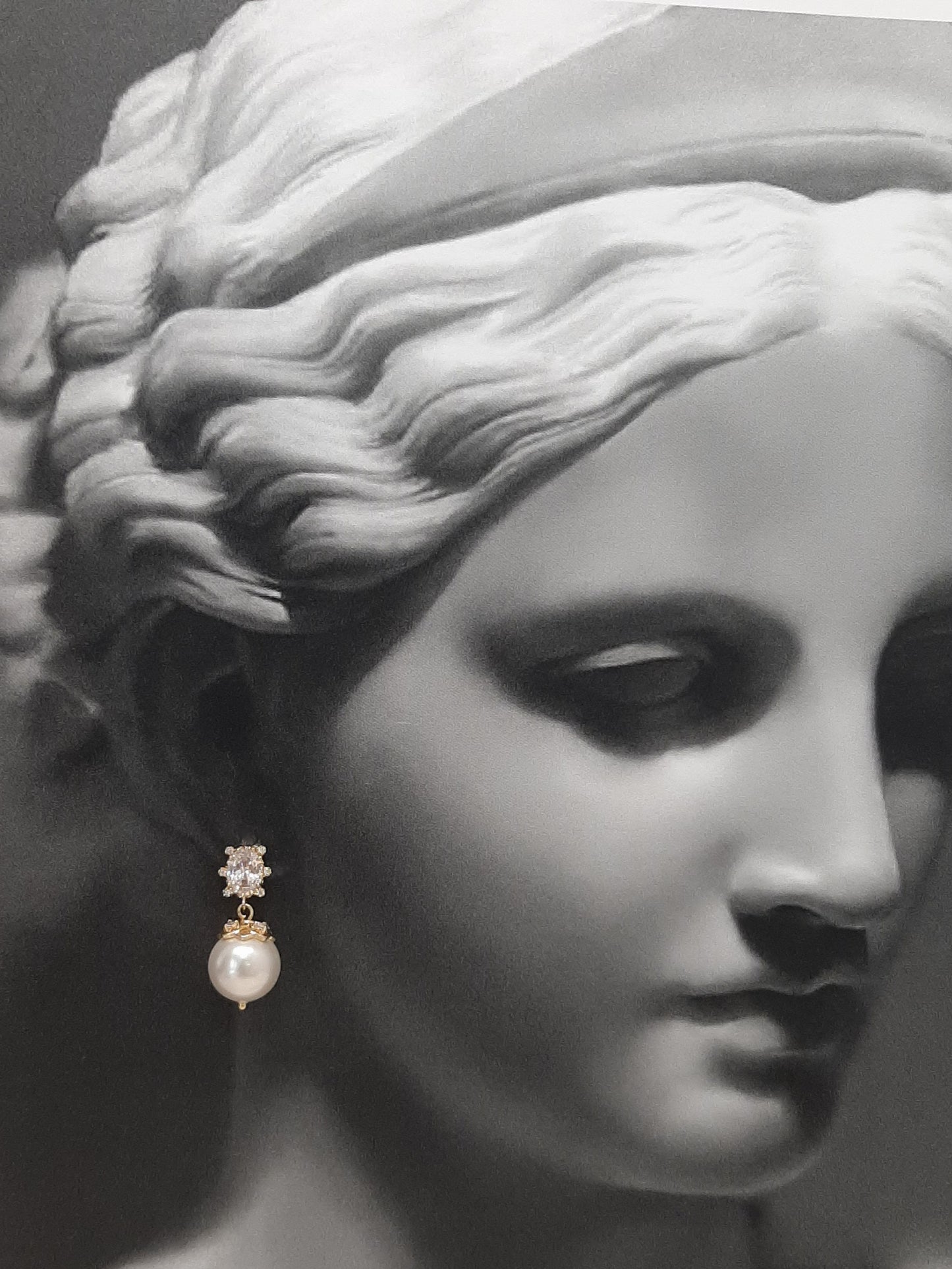 Calista - cubic zirconia stud and embellished pearl drop earrings