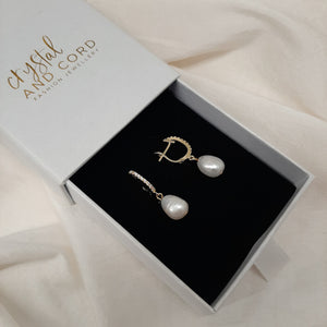 Eleanor - freshwater pearls latchback stud drop earrings