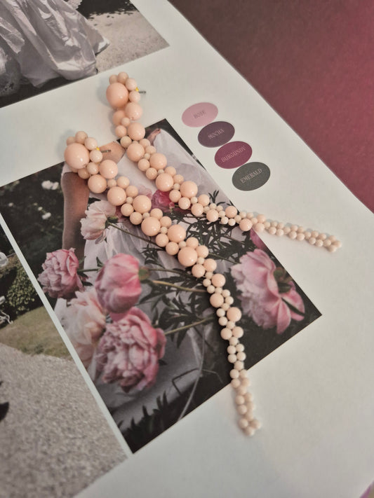 Emiliana Blush - luscious glass beads long cascading drip earrings