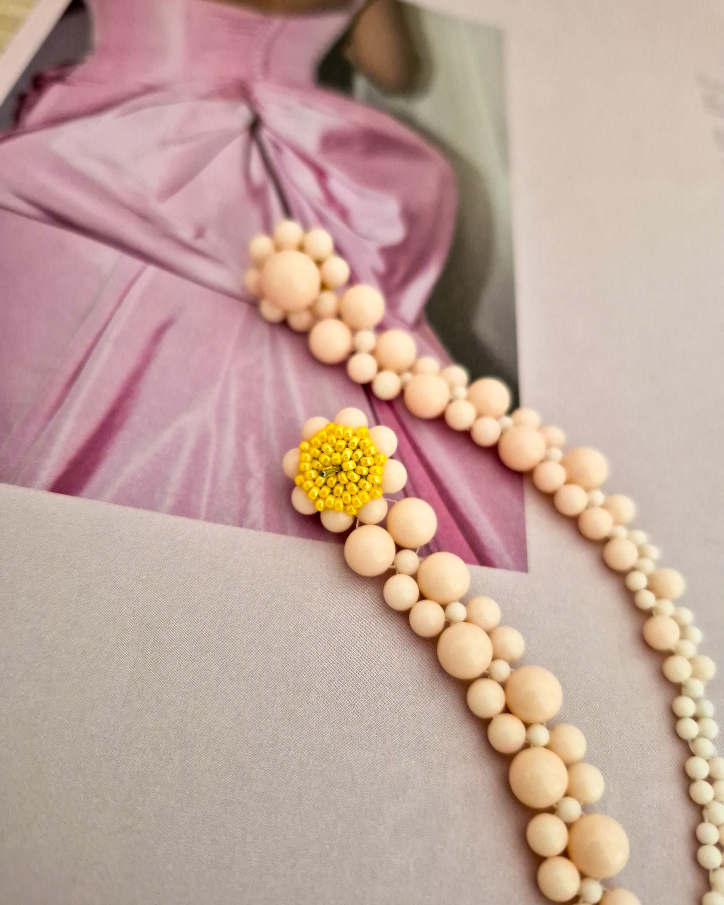 Emiliana Blush - luscious glass beads long cascading drip earrings