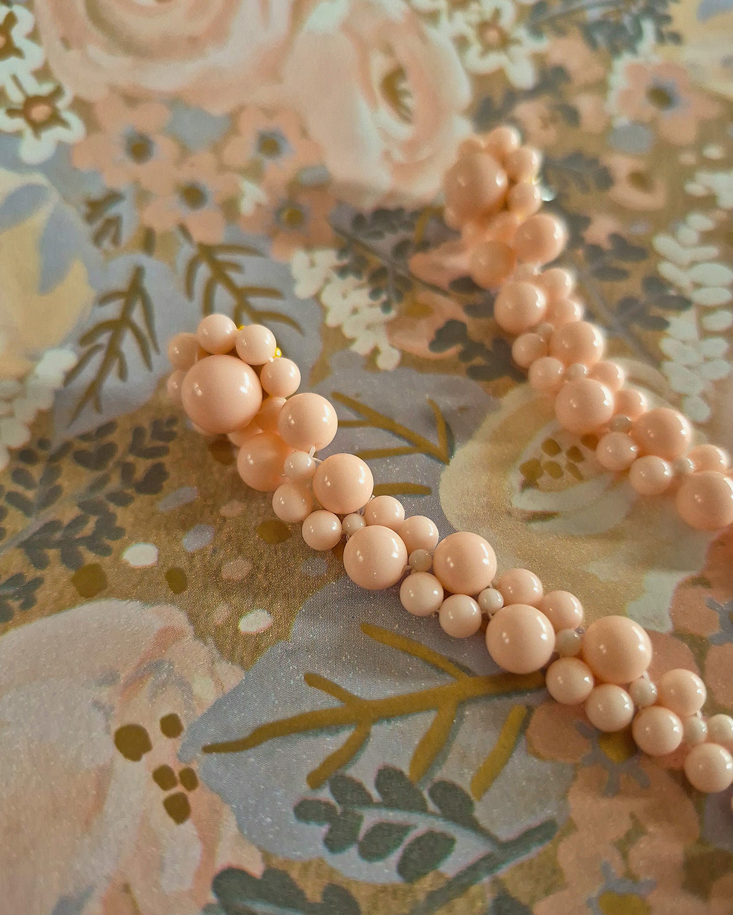 Emiliana Blush - luscious glass beads long cascading drip earrings