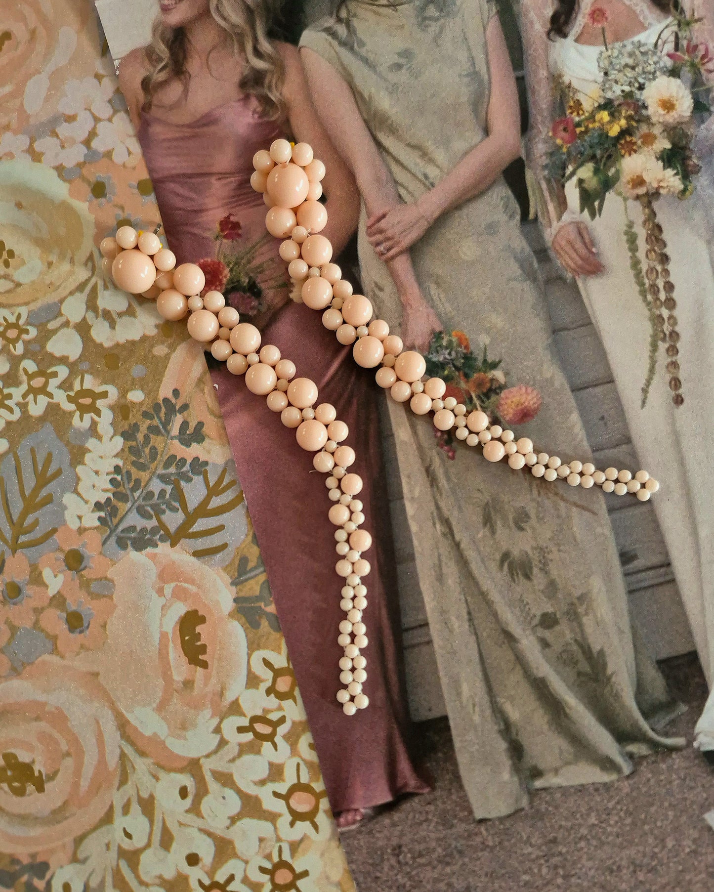 Emiliana Blush - luscious glass beads long cascading drip earrings