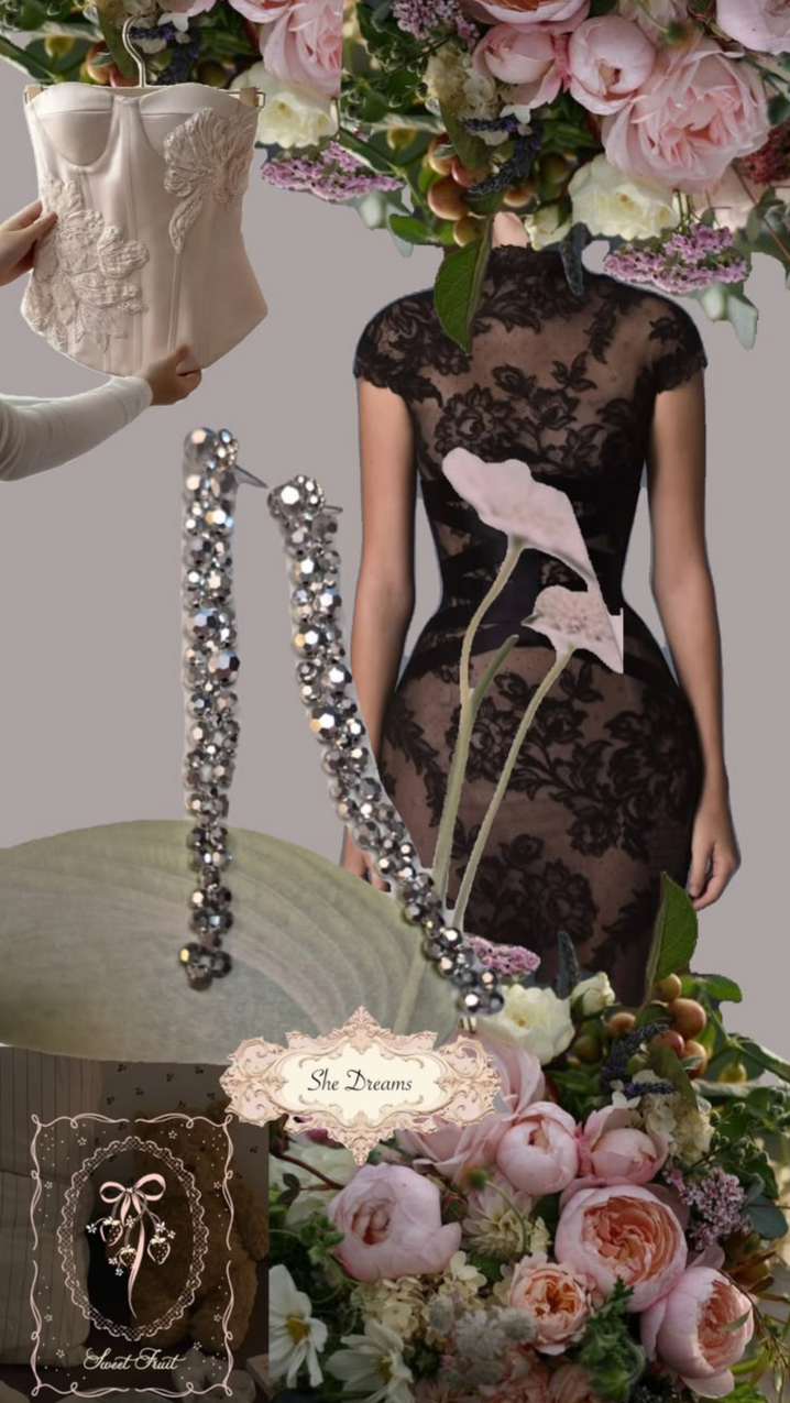 Emiliana Chrome - faceted silver beads long cascading drip earrings