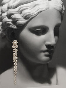 Emiliana - luscious pearls long cascading drip bead earrings