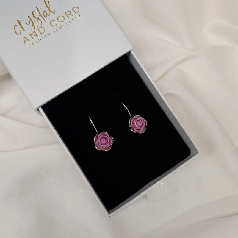 Flora - sterling silver and acrylic flower drop earrings