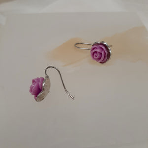 Flora - sterling silver and acrylic flower drop earrings