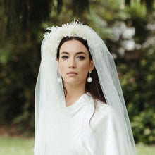 Load image into Gallery viewer, Gabby - large faux pearl gold-tone chain and stud drop earrings in two lengths