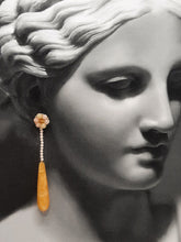 Load image into Gallery viewer, Giavanna - hand beaded stud and yellow Jade long cascading teardrop earrings