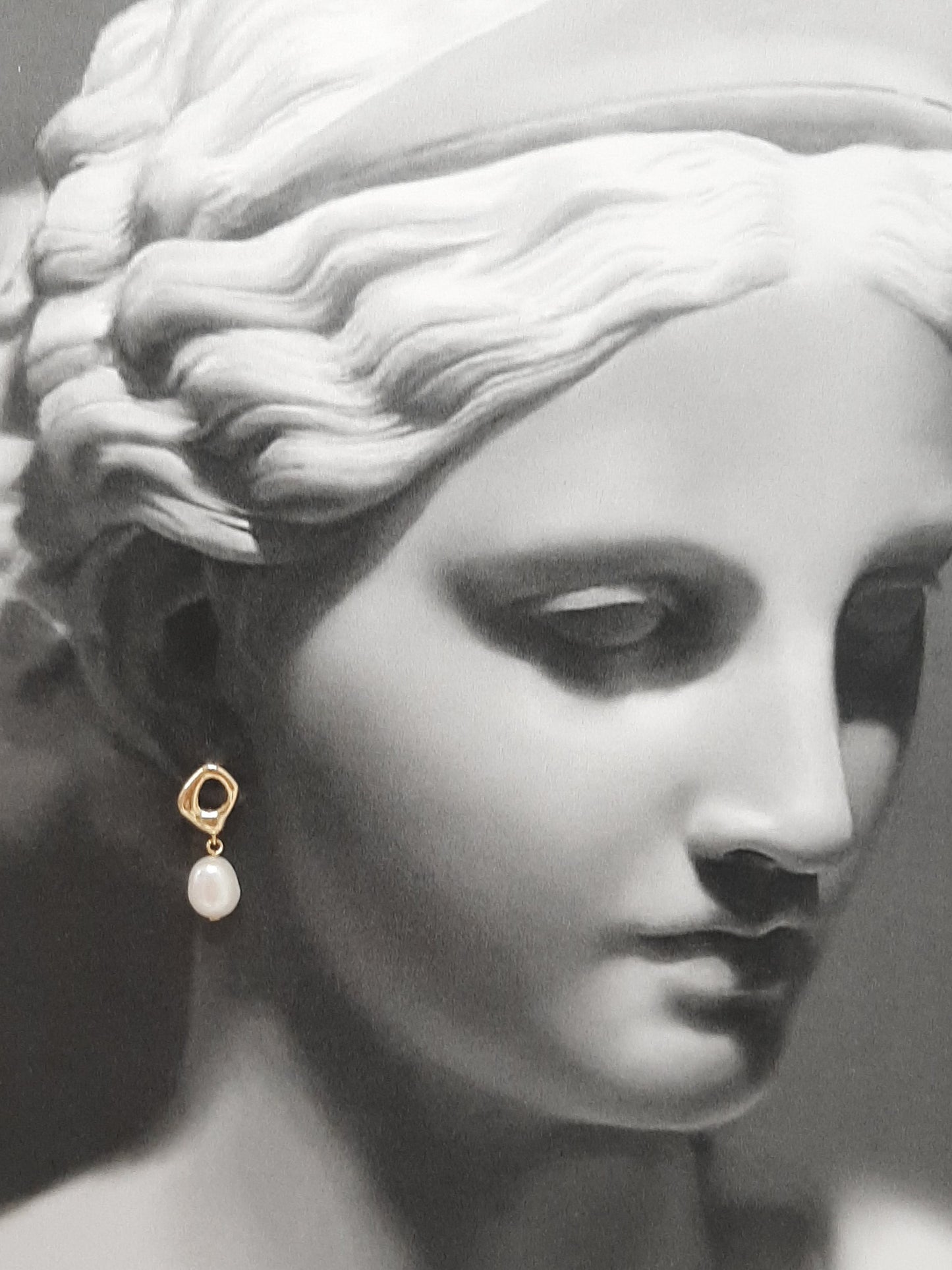 Haisley - silver or gold tone oval hoop and pearl drop earrings