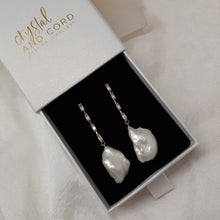 Load image into Gallery viewer, Isla - cubic zirconia&#39;s embellished and natural cultured freshwater pearls cascading earrings
