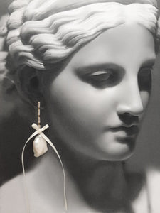 Isla - cubic zirconia's embellished and natural cultured freshwater pearls cascading earrings