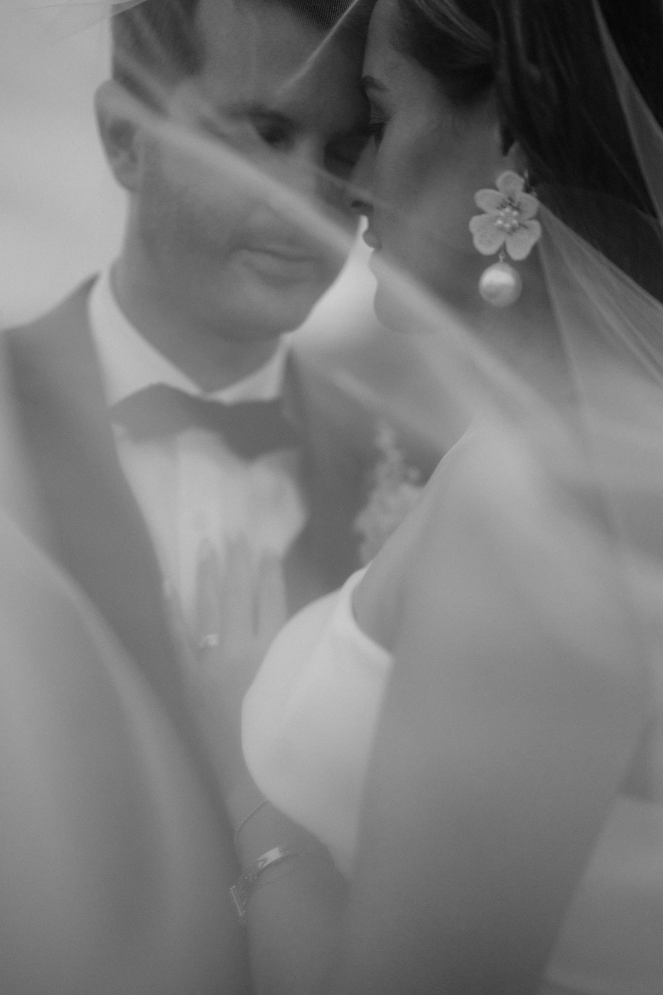 Nina - white ivory lace flower and Preciosa crystal pearls statement drop stud earrings