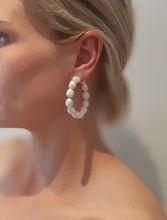 Load image into Gallery viewer, Layla (v2) - freshwater pearls natural oval bead hoop earrings