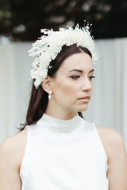 Lila (v2) - natural cultured freshwater pearls flower shaped stud and drop earrings