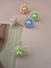 Load image into Gallery viewer, Maddie - flower shaped stud earrings with glass beads and a pearl center