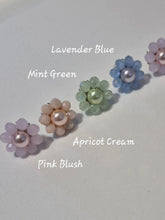 Load image into Gallery viewer, Maddie - flower shaped stud earrings with glass beads and a pearl center