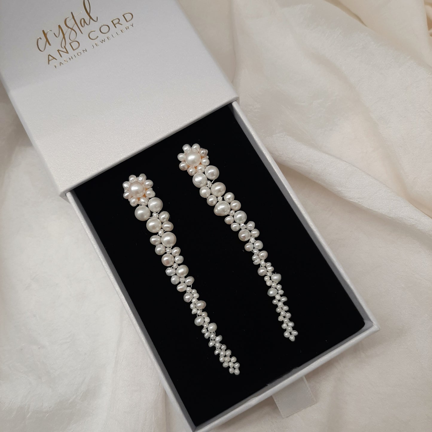 Madison v2 - pearls long cascading beaded earrings