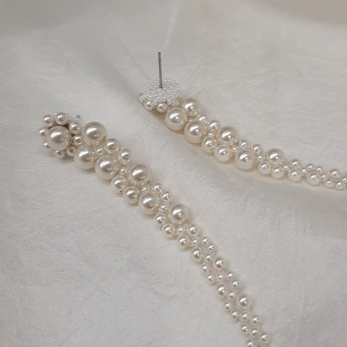 Madison v2 - pearls long cascading beaded earrings