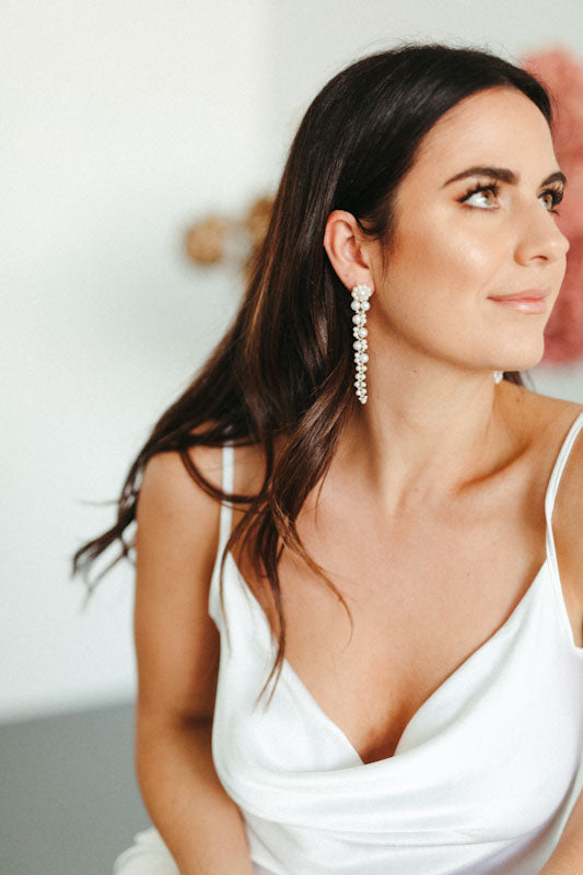 Madison - freshwater pearls cascading bead earrings