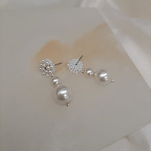 Load image into Gallery viewer, Mae - hand beaded studs and drop beads pearl earrings
