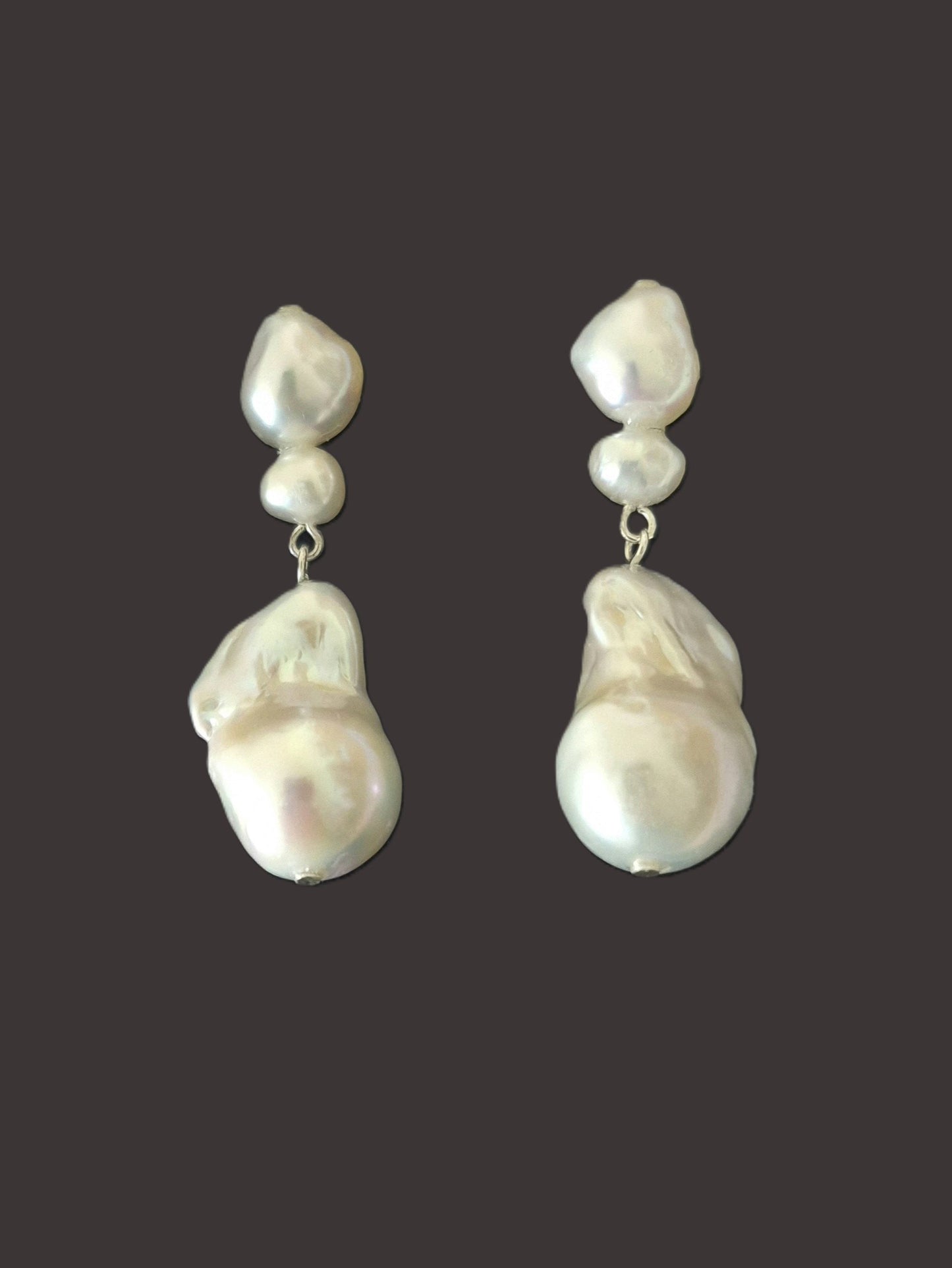 Marina - organic baroque freshwater pearl drop stud earrings