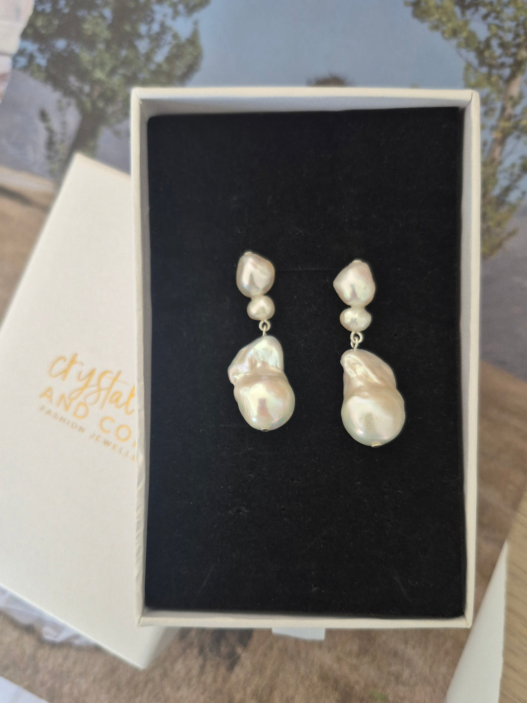 Marina - organic baroque freshwater pearl drop stud earrings