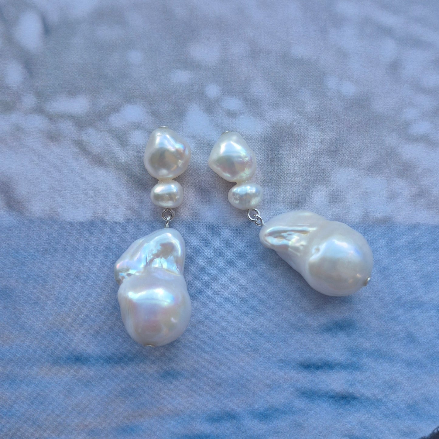 Marina - organic baroque freshwater pearl drop stud earrings